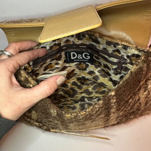 Dolce & Gabbana Women Wool Blend Plaid Crossbody Bag Authentic D&G leather strap - Picture 9 of 12